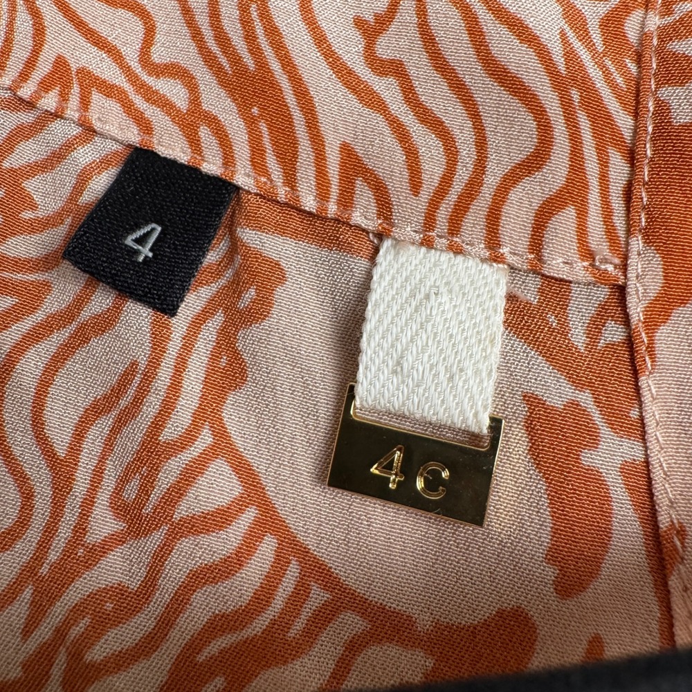 4C Anthropologie Orange Abstract Print Silk Sleeveless Mini Dress 4 4RS2SCF117 - Picture 7 of 8
